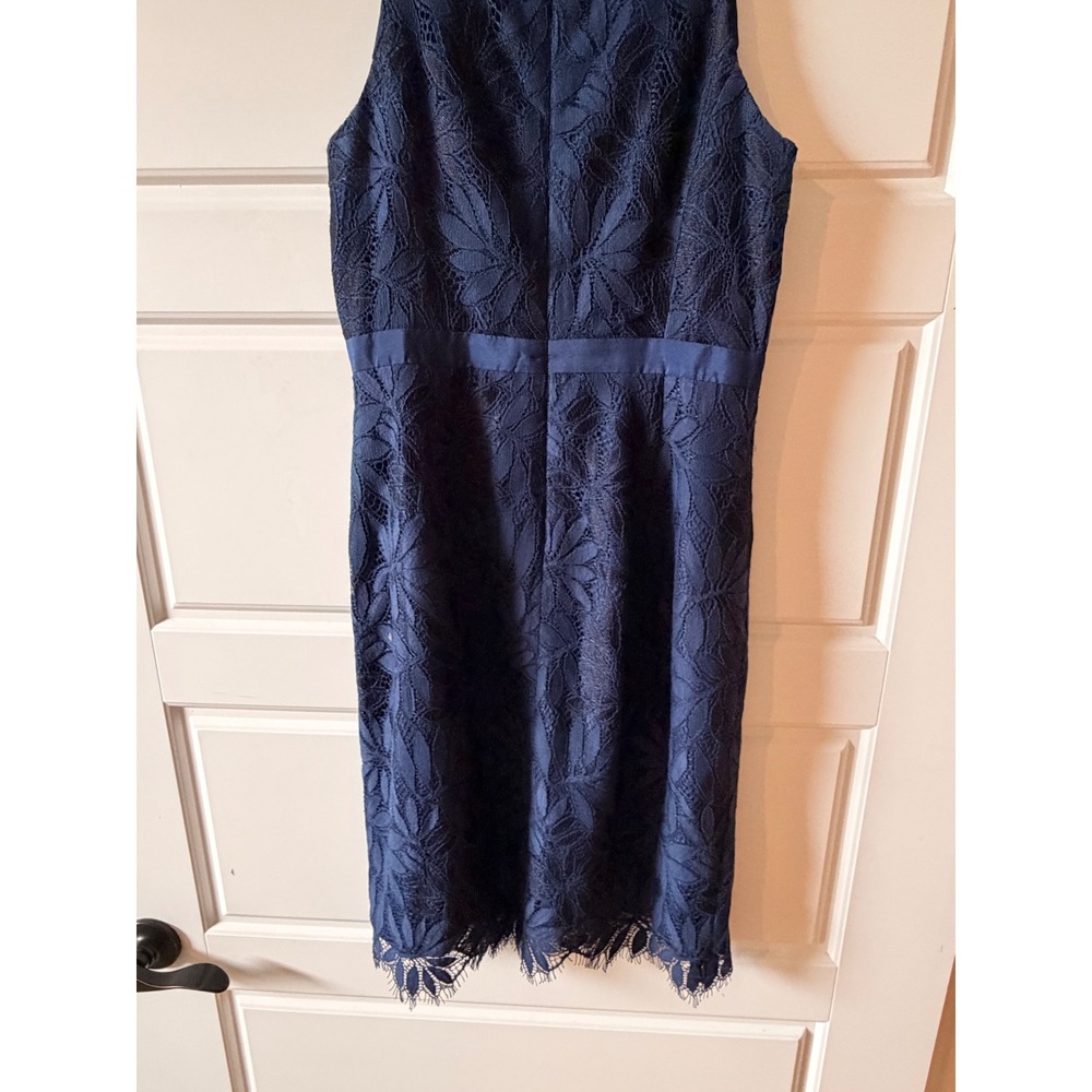 Lilly Pulitzer Navy Blue Lace Halter Tie Dress 2 Preppy Coastal Wedding Guest - Picture 7 of 11